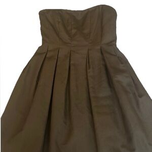 J. Crew Dress Strapless Dress Size 8 Chocolate Brown Pockets Pleats A-Line Lined